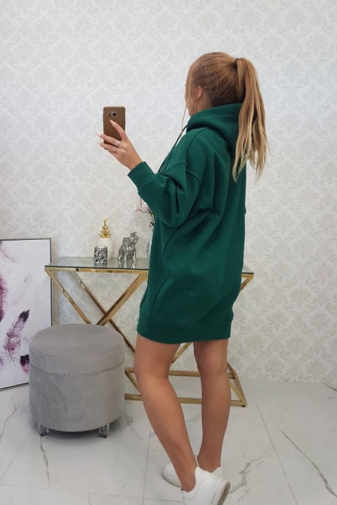 Bluza ocieplana z haftowanym napisem oversize ciemno zielona Bluza ocieplana z haftowanym napisem oversize ciemno zielona