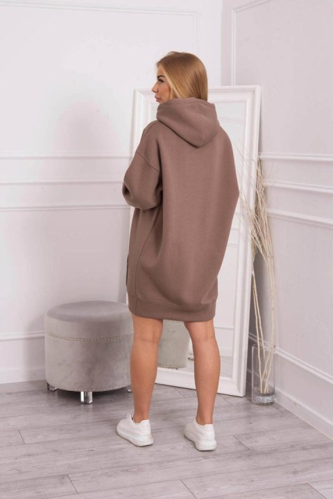 Bluza ocieplana z haftowanym napisem oversize mocca