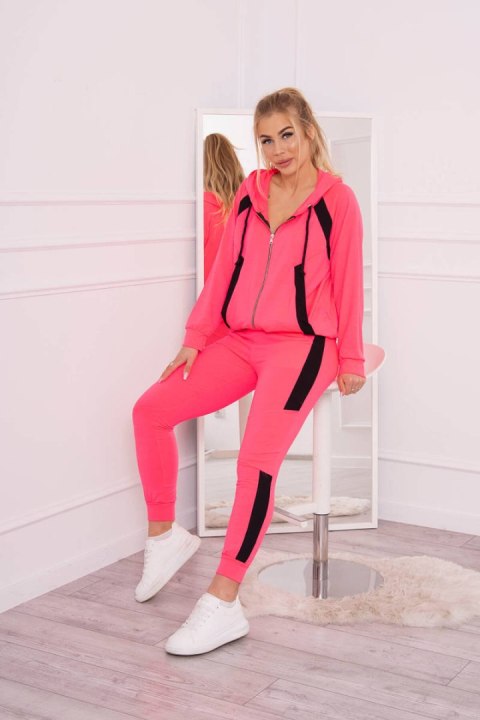 Komplet sportowy z lampasami różowy neon