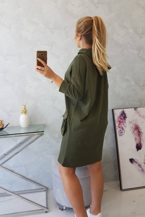 Sukienka z kapturem khaki Sukienka z kapturem khaki