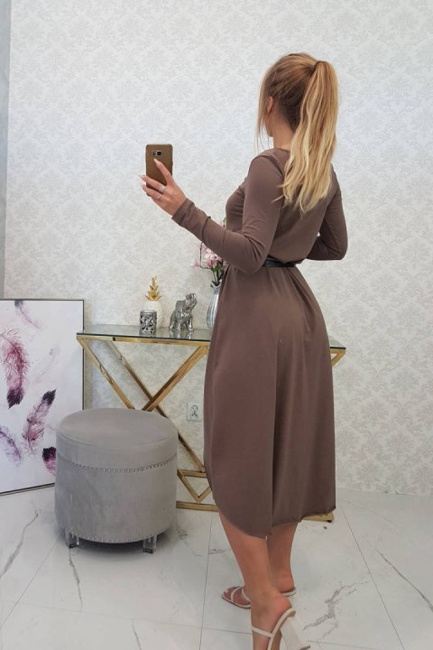 Sukienka z ozdobnym paskiem i napisem mocca Sukienka z ozdobnym paskiem i napisem mocca