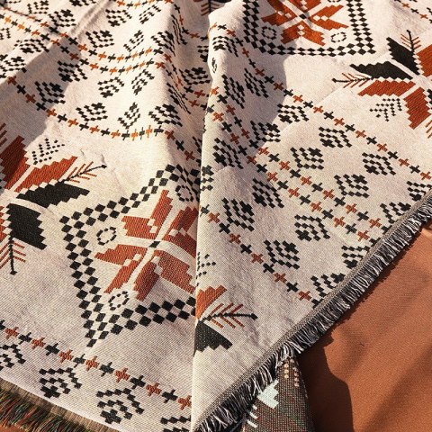 Koc BOHO pleciony, narzuta dwustronny frędzle 130x180cm KOC15WZ1 Koc BOHO pleciony, narzuta dwustronny frędzle 130x180cm KOC15WZ1