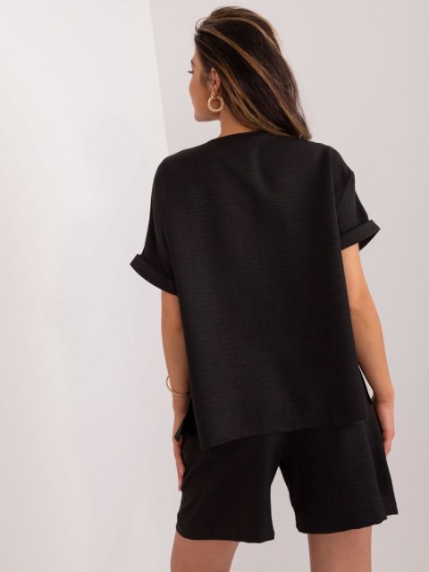 Komplet letni damki szorty i bluzka oversize czarny S/M Komplet letni damki szorty i bluzka oversize czarny S/M