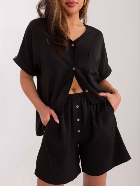 Komplet letni damki szorty i bluzka oversize czarny S/M Komplet letni damki szorty i bluzka oversize czarny S/M