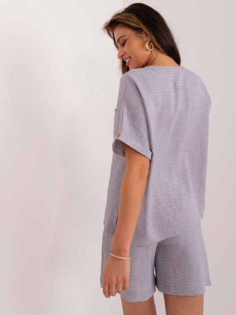 Komplet letni damki szorty i bluzka oversize szary S/M Komplet letni damki szorty i bluzka oversize szary S/M