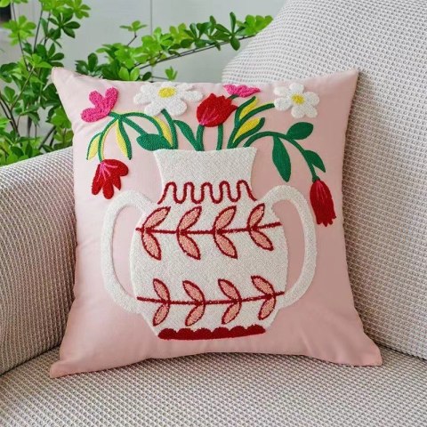 Poszewka na poduszkę 45 x 45 cm dzbanuszek z kwiatami BUKIET POD144 Poszewka na poduszkę 45 x 45 cm dzbanuszek z kwiatami BUKIET POD144