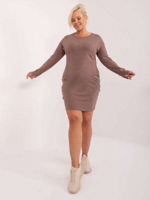 Tunika sukienka casoulowa brązowa plus size Tunika sukienka casoulowa brązowa plus size