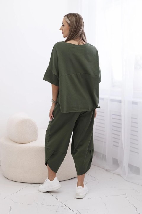 Komplet damski oversize bluzka i spodnie jasny khaki Komplet damski oversize bluzka i spodnie jasny khaki