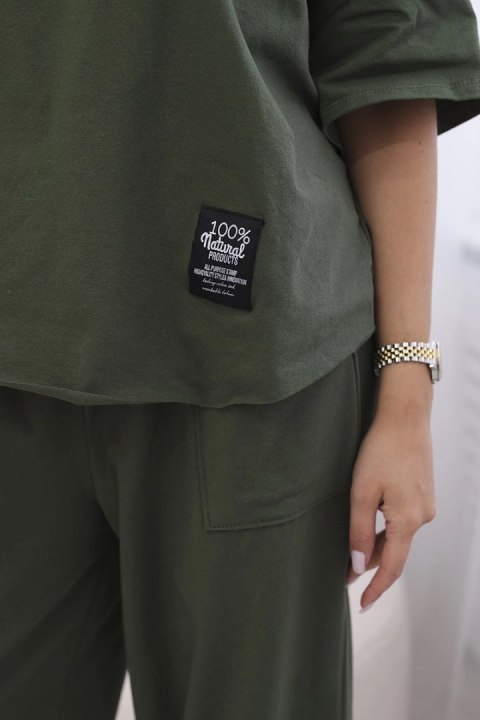 Komplet damski oversize bluzka i spodnie jasny khaki Komplet damski oversize bluzka i spodnie jasny khaki