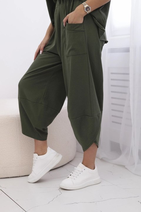 Komplet damski oversize bluzka i spodnie jasny khaki Komplet damski oversize bluzka i spodnie jasny khaki