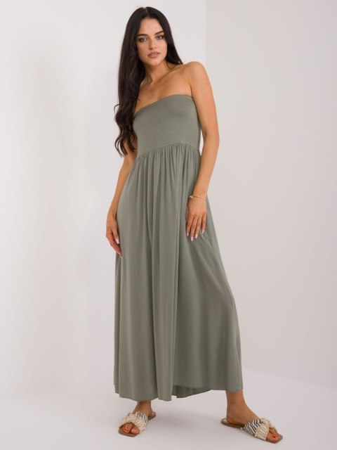 Spódnica maxi 2w1 w kolorze khaki OCH BELLA, model Clarence, rozmiar M, na modelce