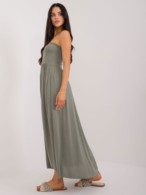 Spódnica maxi 2w1 w kolorze khaki OCH BELLA, model Clarence, rozmiar M, na modelce