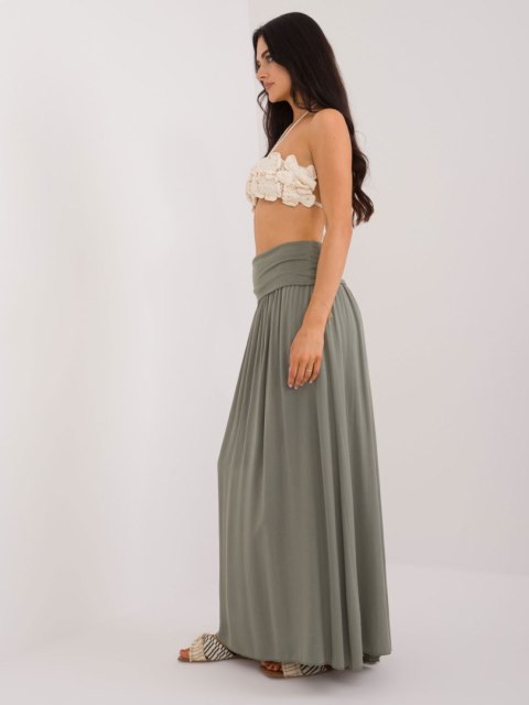 Spódnica maxi 2w1 w kolorze khaki OCH BELLA, model Clarence, rozmiar M, na modelce