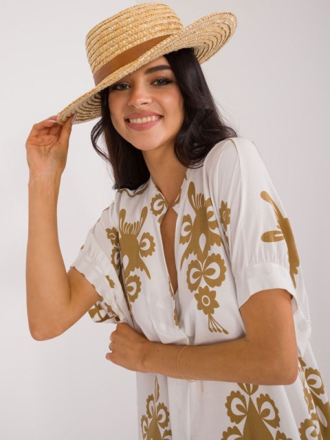 Sukienka maxi boho camelowa z printem oversize Sukienka maxi boho camelowa z printem oversize