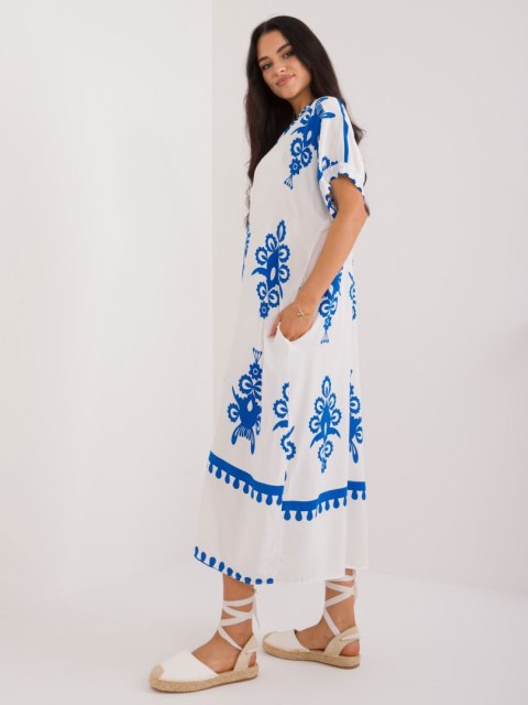 Sukienka maxi boho niebieska z printem oversize Sukienka maxi boho niebieska z printem oversize