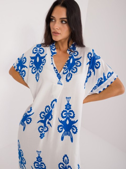 Sukienka maxi boho niebieska z printem oversize Sukienka maxi boho niebieska z printem oversize