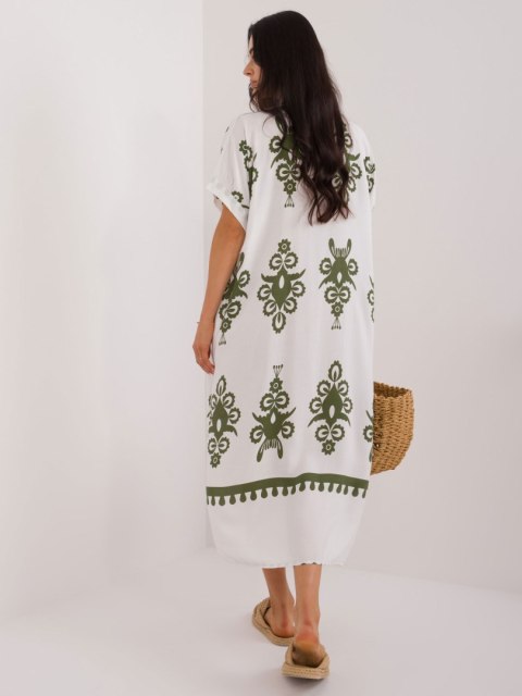 Sukienka maxi boho khaki z printem oversize Sukienka maxi boho khaki z printem oversize