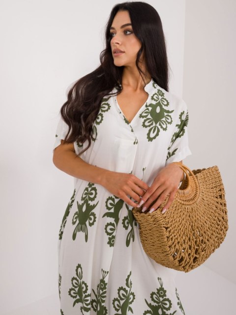 Sukienka maxi boho khaki z printem oversize Sukienka maxi boho khaki z printem oversize