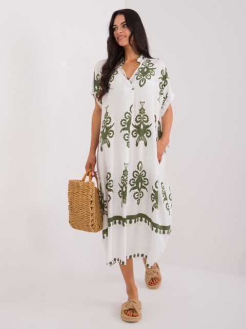 Sukienka maxi boho khaki z printem oversize Sukienka maxi boho khaki z printem oversize
