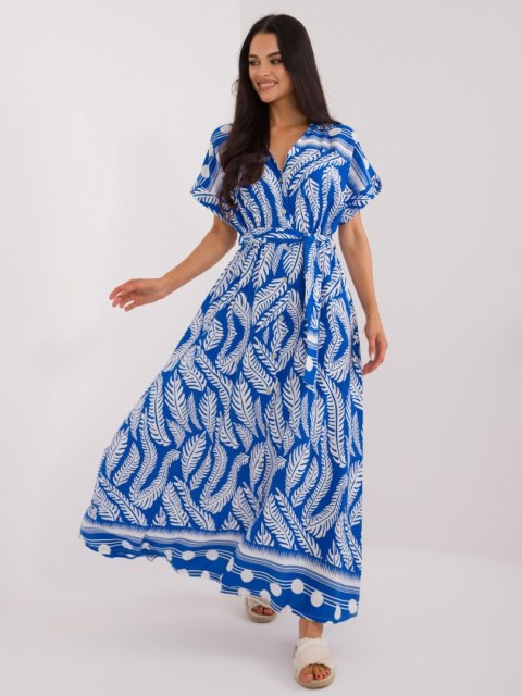 Sukienka maxi szmizjerka ciemnoniebieska z printem Sukienka maxi szmizjerka ciemnoniebieska z printem
