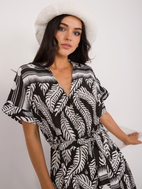 Sukienka maxi szmizjerka czarna z printem Sukienka maxi szmizjerka czarna z printem