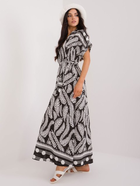 Sukienka maxi szmizjerka czarna z printem Sukienka maxi szmizjerka czarna z printem