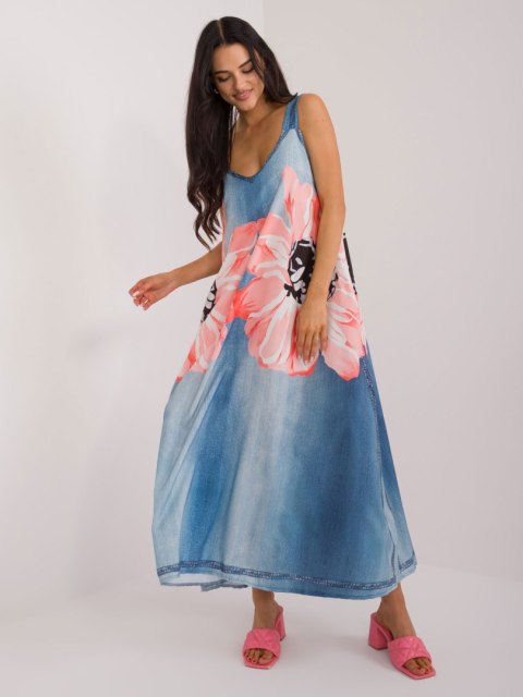 Sukienka letnia maxi z nadrukiem na ramiączkach oversize Sukienka letnia maxi z nadrukiem na ramiączkach oversize