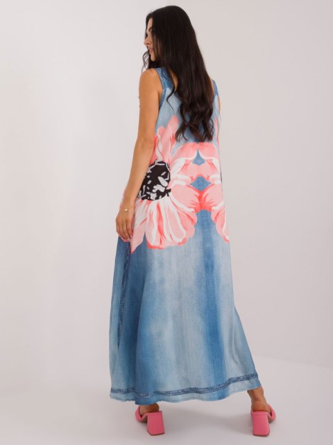 Sukienka letnia maxi z nadrukiem na ramiączkach oversize Sukienka letnia maxi z nadrukiem na ramiączkach oversize