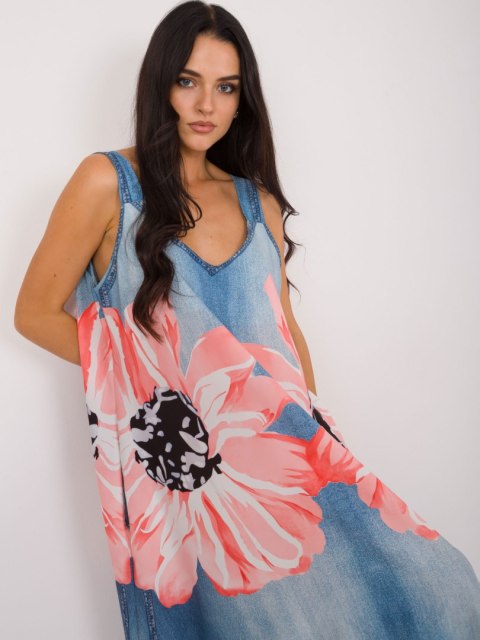 Sukienka letnia maxi z nadrukiem na ramiączkach oversize Sukienka letnia maxi z nadrukiem na ramiączkach oversize