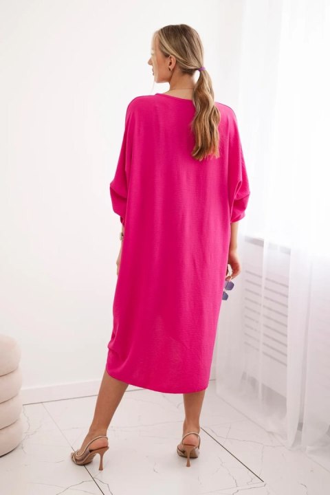 Sukienka oversize midi z dekoltem V fuksja włoska Sukienka oversize midi z dekoltem V fuksja włoska