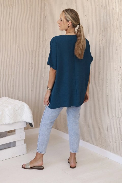 Bluzka oversize z wisiorkiem morska, krótki rękaw Bluzka oversize z wisiorkiem morska, krótki rękaw