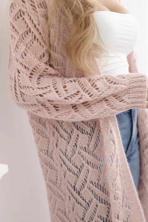 Sweter długi kardigan Super KID Moher ciemny pudrowy róż Sweter długi kardigan Super KID Moher ciemny pudrowy róż