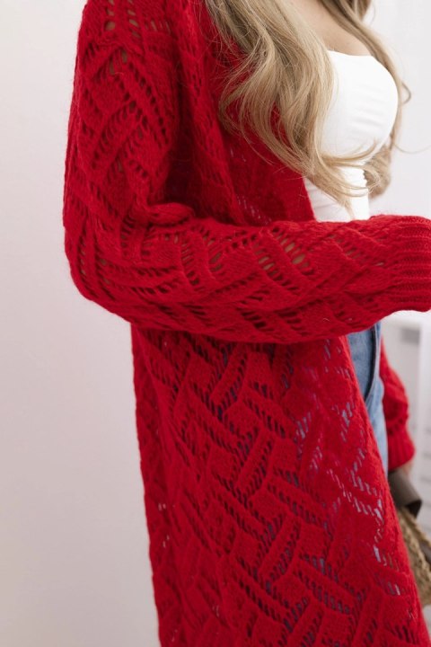 Sweter długi kardigan Super KID Moher czerwony uniwersalny Sweter długi kardigan Super KID Moher czerwony uniwersalny
