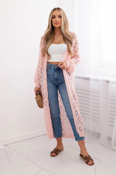 Sweter długi kardigan Super KID Moher jasny pudrowy róż Sweter długi kardigan Super KID Moher jasny pudrowy róż