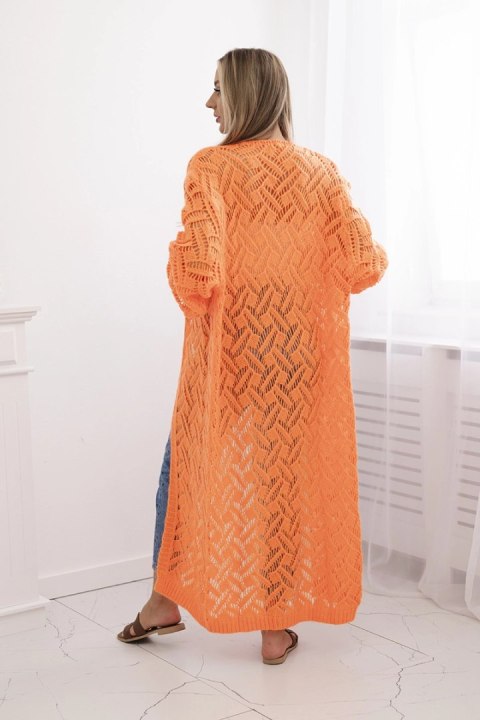 Sweter długi kardigan Super KID Moher pomarańczowy neon Sweter długi kardigan Super KID Moher pomarańczowy neon