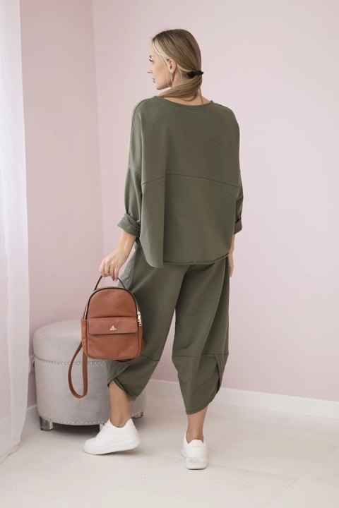 Komplet damski bluza i spodnie khaki oversize włoski Komplet damski bluza i spodnie khaki oversize włoski