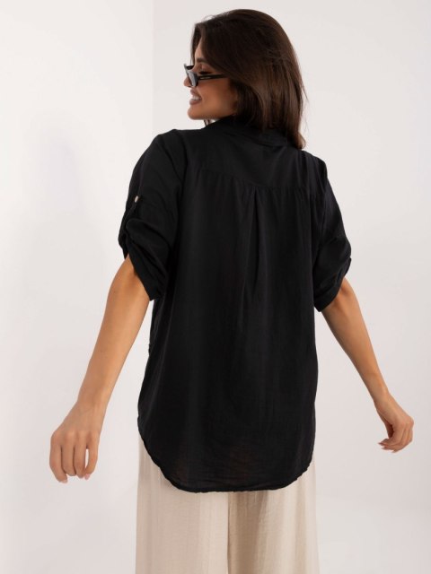 Koszula czarna oversize rozpinana, bawełniana idealna na lato Koszula czarna oversize rozpinana, bawełniana idealna na lato