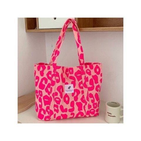 Torba materiałowa duża 58x44x10cm różowa Panterka TP16 Torba materiałowa duża 58x44x10cm różowa Panterka TP16