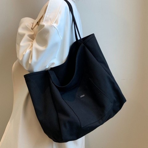 Torba materiałowa minimalistyczna duża czarna TP15CZ