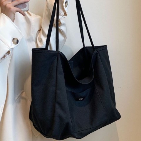 Torba materiałowa minimalistyczna duża czarna TP15CZ