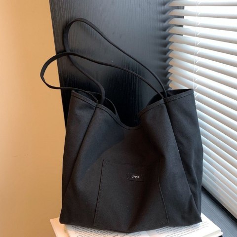Torba materiałowa minimalistyczna duża czarna TP15CZ