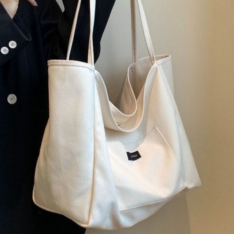 Torba materiałowa minimalistyczna duża kremowa TP15K Torba materiałowa minimalistyczna duża kremowa TP15K