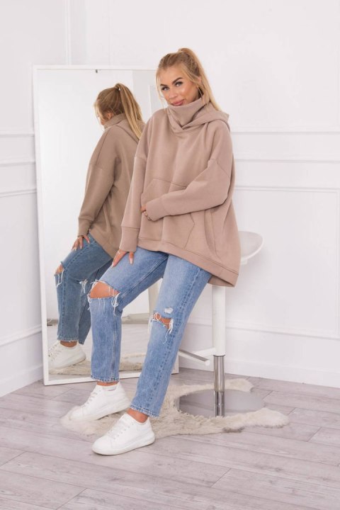 Bluza ocieplana oversize ciemno beżowa