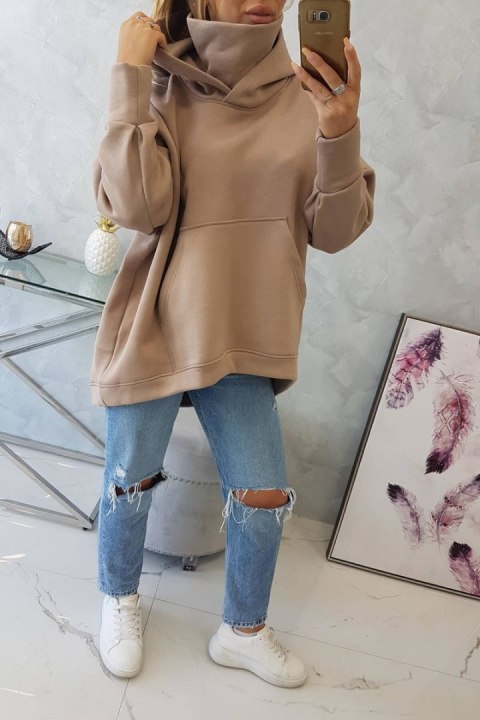 Bluza ocieplana oversize ciemno beżowa