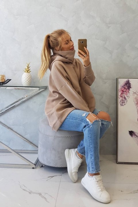 Bluza ocieplana oversize ciemno beżowa