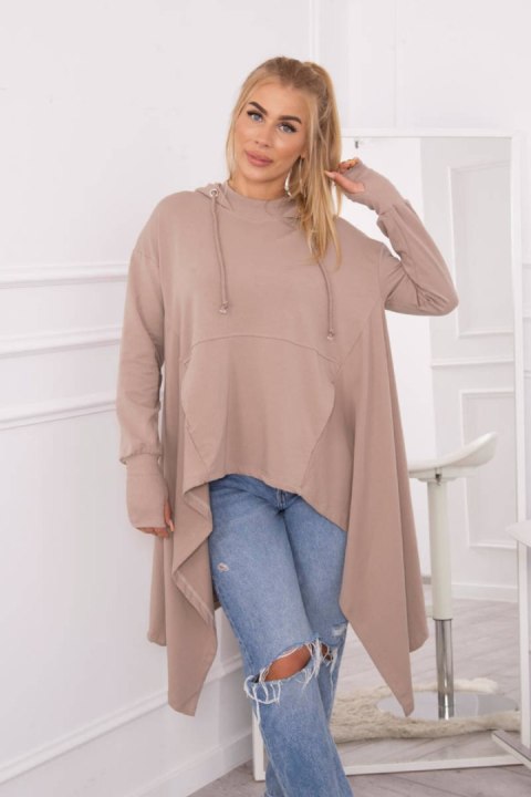 Bluza rozkloszowana u dołu ciemno beżowa Bluza rozkloszowana u dołu ciemno beżowa