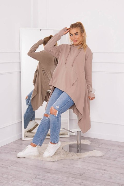 Bluza rozkloszowana u dołu ciemno beżowa Bluza rozkloszowana u dołu ciemno beżowa