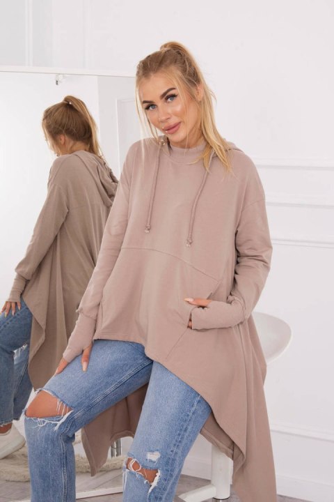 Bluza rozkloszowana u dołu ciemno beżowa Bluza rozkloszowana u dołu ciemno beżowa