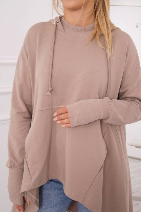 Bluza rozkloszowana u dołu ciemno beżowa Bluza rozkloszowana u dołu ciemno beżowa