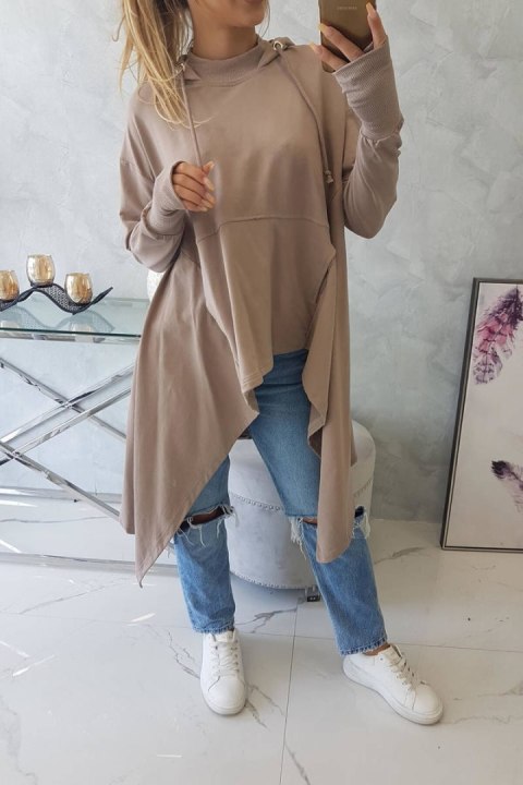 Bluza rozkloszowana u dołu ciemno beżowa Bluza rozkloszowana u dołu ciemno beżowa